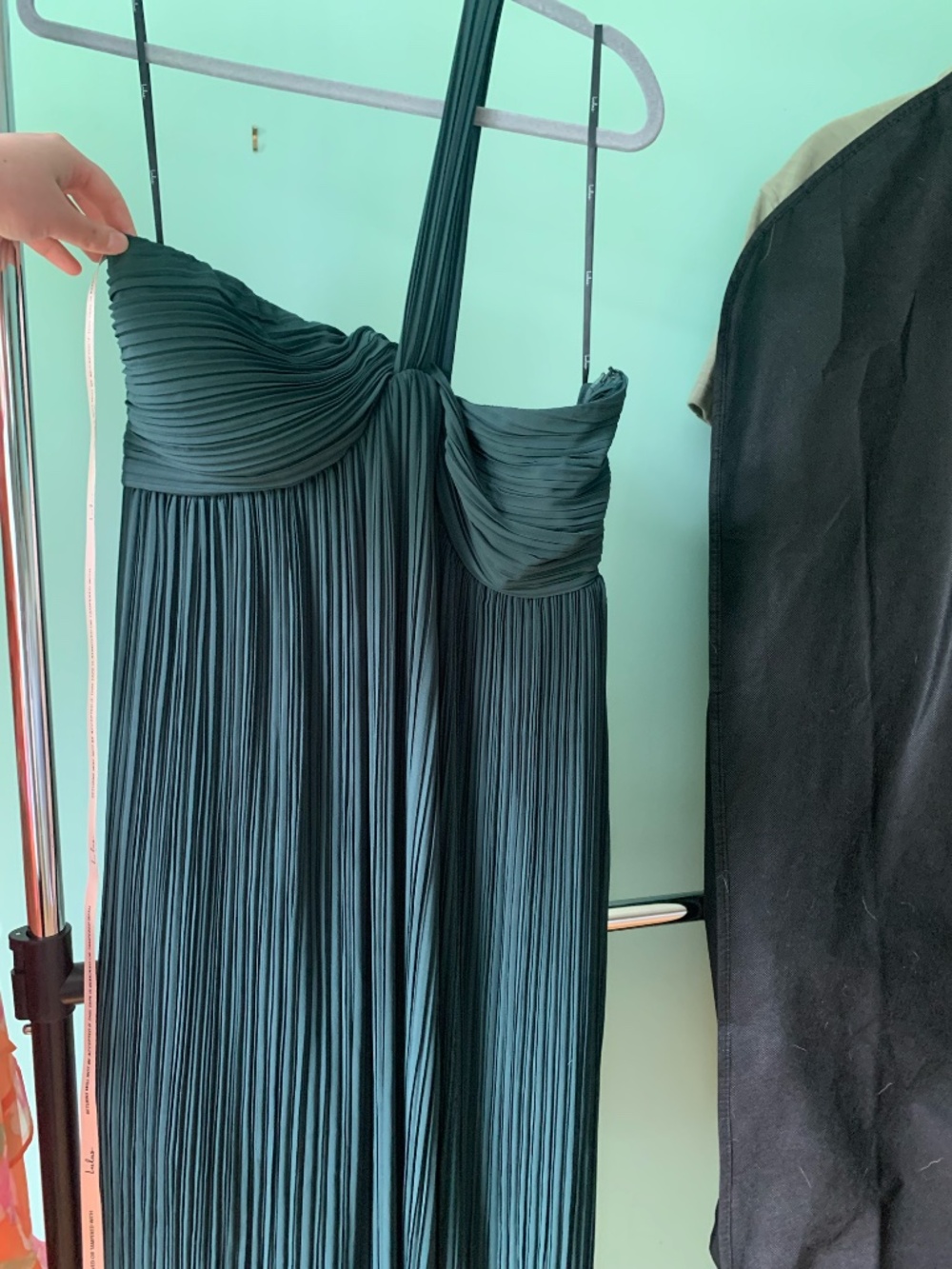 Lulus Cayton Emerald Pleated One-shoulder Maxi Dress Green - Size XL - Picture 2 of 3